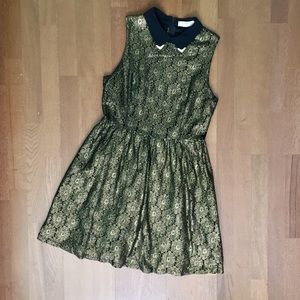 Mod cloth black and gold metallic lace dress